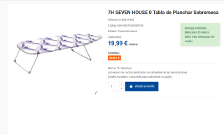 Tabla de Planchar Sobremesa, 7H seven house por 19,99€