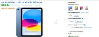 Apple iPad (2022) 10.9 inch 256GB Wifi Blauw voor €429 bij Coolblue