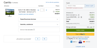 Monitor Dell 27 pulgadas 4K UHD con USB-C S2722QC por 264,68€