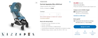 Carriola Uppababy Minu 0818 Azul por $1,999 en Coppel