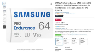 Tarjeta MicroSD Samsung Pro Endurance 64GB microSDXC UHS-I U1 por 7,05€