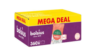 360x Bolsius theelichten 6 branduren voor €13,99 icm de scoupy actie bij Kruidvat