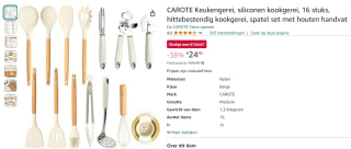 Carote 16-delige set keukengerei voor €24,99 bij Amazon
