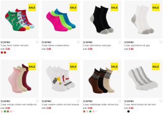 Multipacks sokken voor €3 bij Scapino