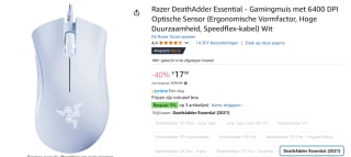 Razer DeathAdder Essential White Edition Muis voor €17,99 bij Amazon.nl