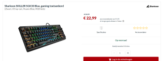 Sharkoon SKILLER SGK30 Blue gaming toetsenbord voor €22,99 bij Alternate