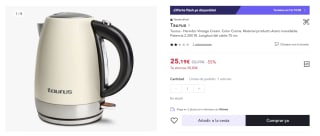 Taurus Hervidor Vintage Cream por 25,19€ (cuenta nueva 15,11€)