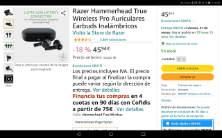 Razer Hammerhead True Wireless Pro por 45,94€