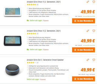 Diverse Amazon Echo apparaten vanaf €17,99 bij Notebooksbilliger