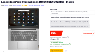 Lenovo IdeaPad 3 CB 14M836 (82KN002KMH) voor €259 bij Bol.com
