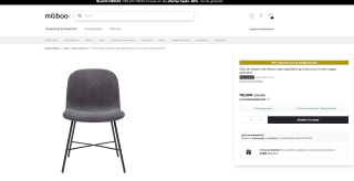 Silla de diseño efecto aterciopelado gris oscuro y metal negro ARCADE por 103,50€