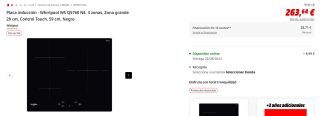Placa inducción Whirlpool WS Q5760 NE, 3 zonas por 263,64€ (newsletter por 253,64€)