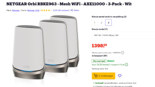 Netgear Orbi AXE11000 Mesh WiFi 6E-systeem (RBKE963) | 3 stuks | White Edition voor €1.398,49 bij Bol