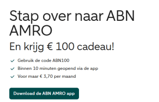 Krijg € 100 cadeau als je overstapt naar ABN AMRO