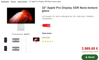 Apple Pro Display XDR - Glas met nanotextuur voor €3.969,65 bij Proshop