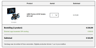 Lego Technic 42159 YAMAHA MT-10 SP voor €153,99 bij Kruidvat