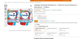 4 rollos de Papel de Cocina Colhogar Paratodo Maxirolls por 8.90€