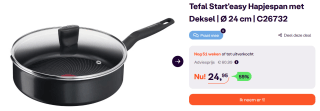 Tefal Start'easy Hapjespan met Deksel 24cm voor €24,95 bij IBOOD
