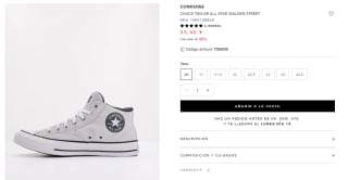 Oferta 65% descuento Zapatillas Converse a precios de locura