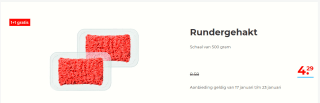 Rundergehakt 500 gram 1+1 gratis bij Hoogvliet