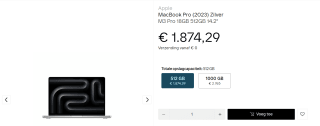Apple Macbook Pro (2023) - MRX63N/A - 14 inch - M3 Pro - 512 GB - Zilver voor €1.874,29 bij Dustinhome