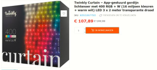 Twinkly clusterverlichting met app met 400 LED lampjes gekleurd 6 m voor €107,89 bij Felinaworld