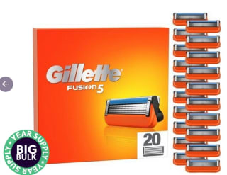 Gillette Fusion5 Scheermesjes Voordeelpak - 20 stuks voor €34,95 bij Ibood