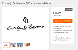 Castelijn & Beerens €100 voucher voor €50 + 500 ING punten