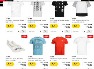 Promocón todas las piezas marca Asics seleccionadosa 5€ desde Deporte Outlet