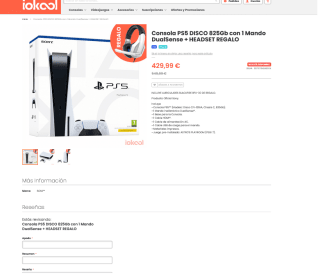 Consola Sony Playstation 5 + auriculares por 429,99€