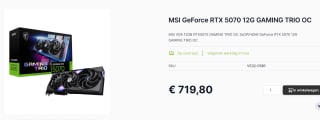 MSI GeForce RTX 5070 12G GAMING TRIO OC voor €719,80 bij Caps