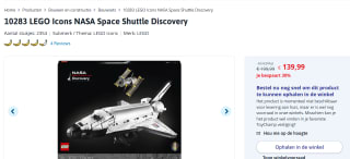 LEGO Icons NASA Space Shuttle Discovery voor €139,99 bij Toychamp