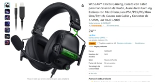 Auriculares Gaming WESEARY con cancelacion ruido para videojuegos por 19,99€