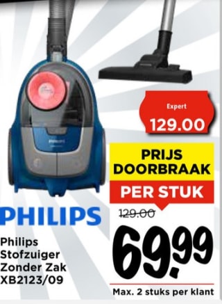 Philips stofzuiger zonder zak XB2123/09 voor €69,99 bij Vomar