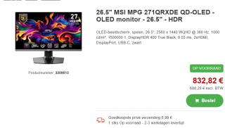 MSI MPG 271QRXDE QD-OLED computer monitor 67,3 cm (26.5") voor €832,82 bij Proshop