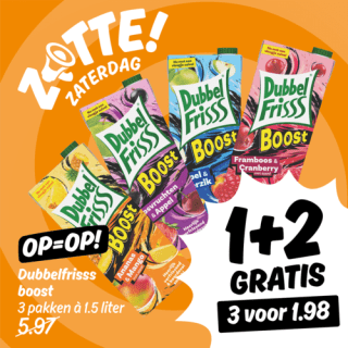 DubbelFriss Boost 1+2 gratis bij Poiesz Supermarkten: