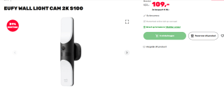 Eufy Wall Light Cam 2K Beveiligingscamera voor €109