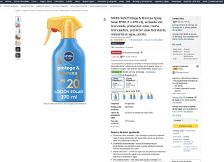 NIVEA SUN Protege & Broncea Spray Solar FP20 270 ml por solo 9,62€