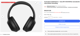 Auriculares inalámbricos Sony WH-1000XM4B por 189€