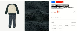 Nijntje kinder pyjama fleece/katoen voor €5 bij de Hema