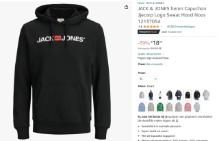 JACK & JONES ESSENTIALS hoodie JJECORP met logo zwart voor €18,32 bij Amazon NL