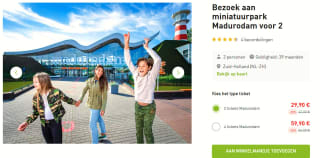 2 tickets voor miniatuurpark Madurodam voor €29,90 via Bongo