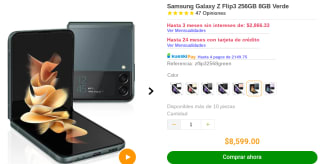 Samsung Galaxy Z Flip3 256GB por $8,599 en Doto