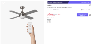 Ventilador de Techo Ledkia Navy Niquel 110cm por 59.99€