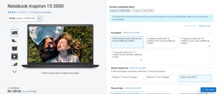 Notebook da Dell, modelo Inspiron de 15,6 polegadas - R$ 1.897