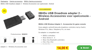 8BitDo: Wireless USB Adapter 2 - Black voor €14 bij Proshop