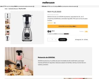 Batidora Mellerware Mixy Plus 2000W 1,8L por solo 58,50€