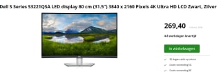 DELL S Series S3221QSA LED display 80 cm (31.5") voor €269,40 bij Twaiko