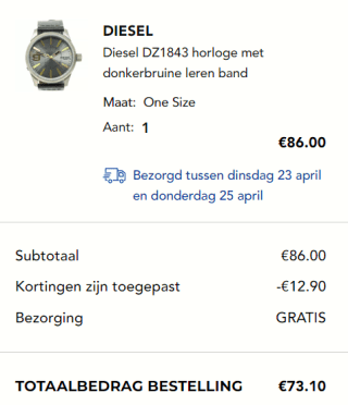 XXL Diesel Rasp DZ1843 herenhorloge voor €73,10 dmv code bij Secret Sales