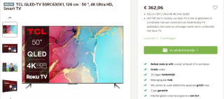TCL QLED-TV 50RC630X1, 126 cm / 50 ", 4K Ultra HD, Smart TV voor €404,56 bij Otto